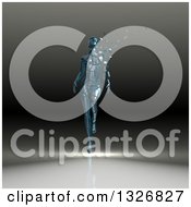 Clipart Of A 3d Crumbling Blue Woman Over Gradient Royalty Free Illustration