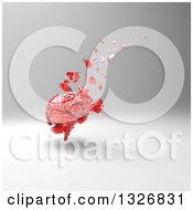 Clipart Of A 3d Red Crumbling Brain On Gradient Gray Royalty Free Illustration