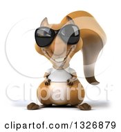 3d Casual Squirrel Wearing A White T Shirt And Sunglasses