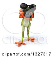 Clipart Of A 3d Green Springer Frog Wearing Sunglasses And Taking Pictures With A Camera Royalty Free Illustration