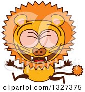 Poster, Art Print Of Cartoon Male Lion Leaping And Celebrating