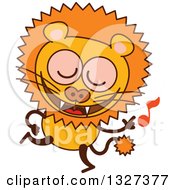 Poster, Art Print Of Cartoon Male Lion Dancing To Music