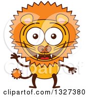 Poster, Art Print Of Cartoon Male Lion Waving