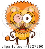 Poster, Art Print Of Cartoon Male Lion Winking