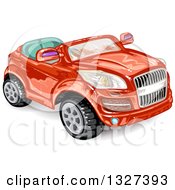 Clipart Of A Convertible Red Car Royalty Free Vector Illustration