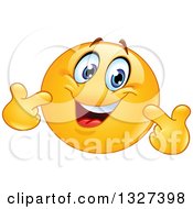 Cartoon Yellow Smiley Emoticon Pointing At Himself