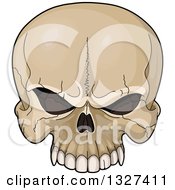 Poster, Art Print Of Cartoon Evil Human Skull With Cracks
