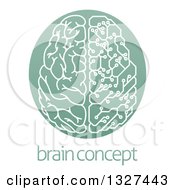 Poster, Art Print Of Half Human Half Artificial Intelligence Circuit Board Brain In A Green Oval Over Sample Text