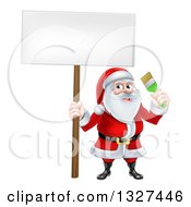 Poster, Art Print Of Christmas Santa Claus Holding A Paintbrush And Sign 2
