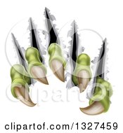 Clipart Of Sharp Green Scary Claws Shredding Through Metal Royalty Free Vector Illustration by AtStockIllustration