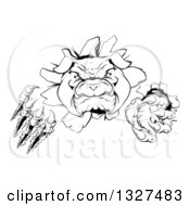 Poster, Art Print Of Black And White Tough Bulldog Monster Clawing Through A Wall 2