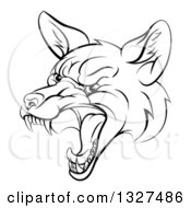 Poster, Art Print Of Black And White Mad Fox Face