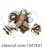 Poster, Art Print Of Brown Vicious Ram Monster Clawing Through A Wall 2