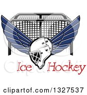 Poster, Art Print Of Winged Ice Hockey Mask Over Text And A Goal