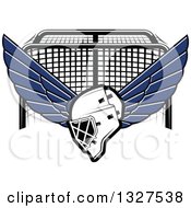 Poster, Art Print Of Winged Ice Hockey Mask Over A Goal