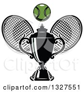 Poster, Art Print Of Crossed Tennis Rackets With A Ball And Trophy