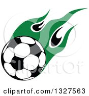 Poster, Art Print Of Soccer Ball With Green Flames 2