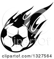 Poster, Art Print Of Black And White Soccer Ball With Flames