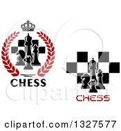 Poster, Art Print Of Chess Piece And Checkers Designs With Text
