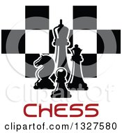 Chess Pieces Over Checkers And Red Text