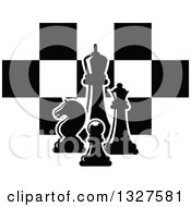 Poster, Art Print Of Black And White Chess Pieces Over Checkers