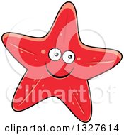Poster, Art Print Of Cartoon Red Starfish Character