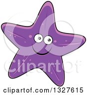Poster, Art Print Of Cartoon Purple Starfish Character