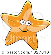 Clipart Of A Cartoon Orange Starfish Character Royalty Free Vector Illustration