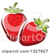 Clipart Of Cartoon Strawberries Royalty Free Vector Illustration