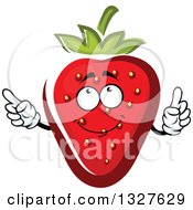 Clipart Of A Cartoon Strawberry Character Holding Up A Finger Royalty Free Vector Illustration