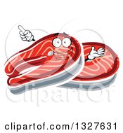 Clipart Of A Cartoon Salmon Steaks Character Royalty Free Vector Illustration