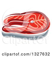 Clipart Of A Cartoon Salmon Steak Royalty Free Vector Illustration