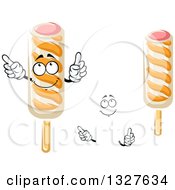 Poster, Art Print Of Cartoon Face Hands And Ice Cream Stick Popsicles