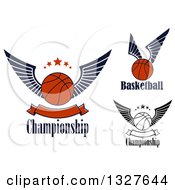 Poster, Art Print Of Winged Basketballs With Text