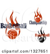 Clipart Of Basketballs With Flames And Text Royalty Free Vector Illustration