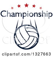 Clipart Of A Flying Volleyball With Stars And Championship Text Royalty Free Vector Illustration