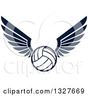 Poster, Art Print Of Navy Blue Winged Volleyball