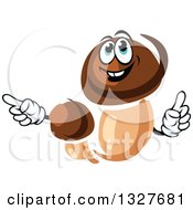 Clipart Of Cartoon Porcini Mushroom Character Holding Up A Finger And Pointing Royalty Free Vector Illustration