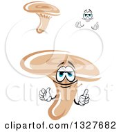Clipart Of Cartoon Saffron Milk Cap Or Red Pine Mushrooms Face And Hands Royalty Free Vector Illustration