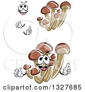 Poster, Art Print Of Cartoon Honey Agaric Mushrooms Hands And A Face