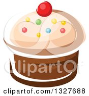 Clipart Of A Cartoon Cupcake With Sprinkles And A Cherry Royalty Free Vector Illustration