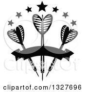 Poster, Art Print Of Black And White Throwing Darts With Stars And A Banner