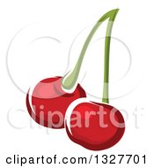 Poster, Art Print Of Cartoon Cherries On A Stem