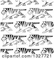 Poster, Art Print Of Seamless Background Pattern Of Sketched Walking Tigers