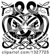 Clipart Of Black Celtic Knot Dragons 5 Royalty Free Vector Illustration
