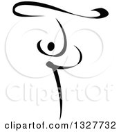 Clipart Of A Black And White Ribbon Dancer In Action 2 Royalty Free Vector Illustration