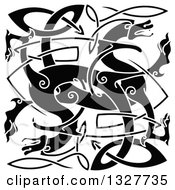 Clipart Of Black Celtic Knot Dragons 4 Royalty Free Vector Illustration