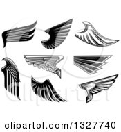 Poster, Art Print Of Black And White Feathered Wings 5
