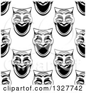 Poster, Art Print Of Seamless Background Pattern Of Black And White Comedy Theater Masks