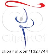 Poster, Art Print Of Blue Gray And Red Ribbon Dancer In Action 2